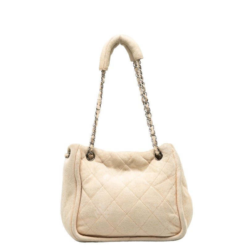 Chanel Mattress Logo Gold  Boar Chain houlder Bag Beige Sweater  CHANEL
