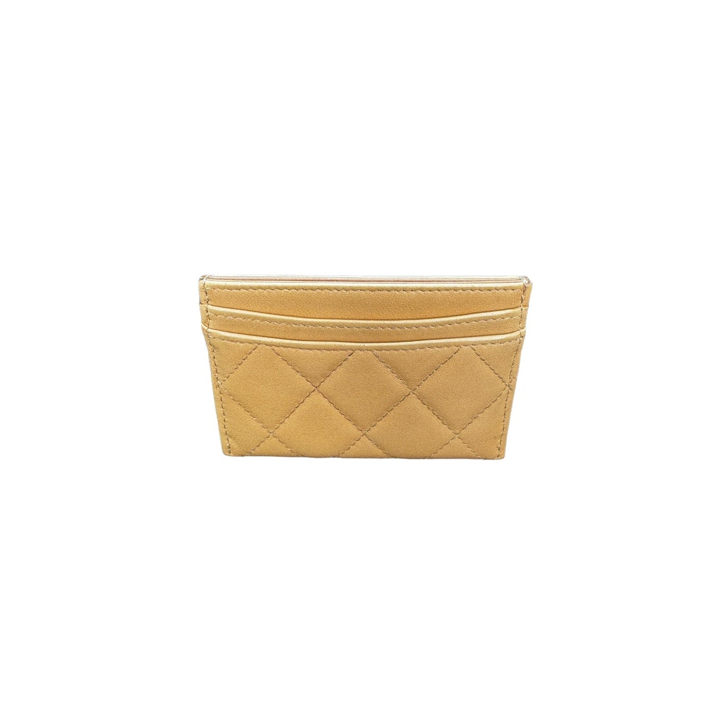 Chanel Nude Lambskin Quilted Silver CC Card Holder