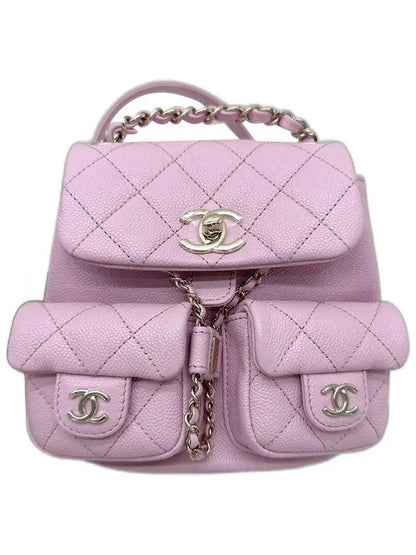 Grained Shiny Calfskin Backpack Pink Chanel