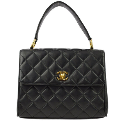 Chanel Black Lambskin Straight Flap HandBag