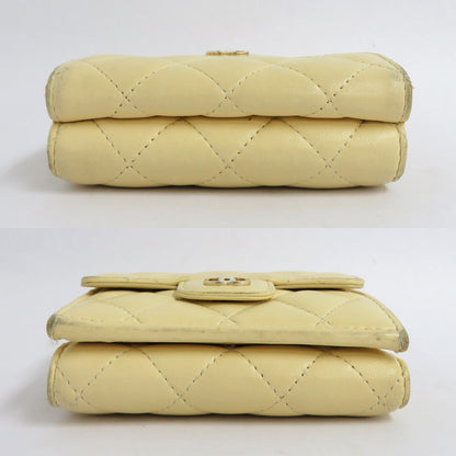 Chanel Classic Small Flap Wallet AP0230 Matrasse Yellow G   Coco Three Folded Wallet