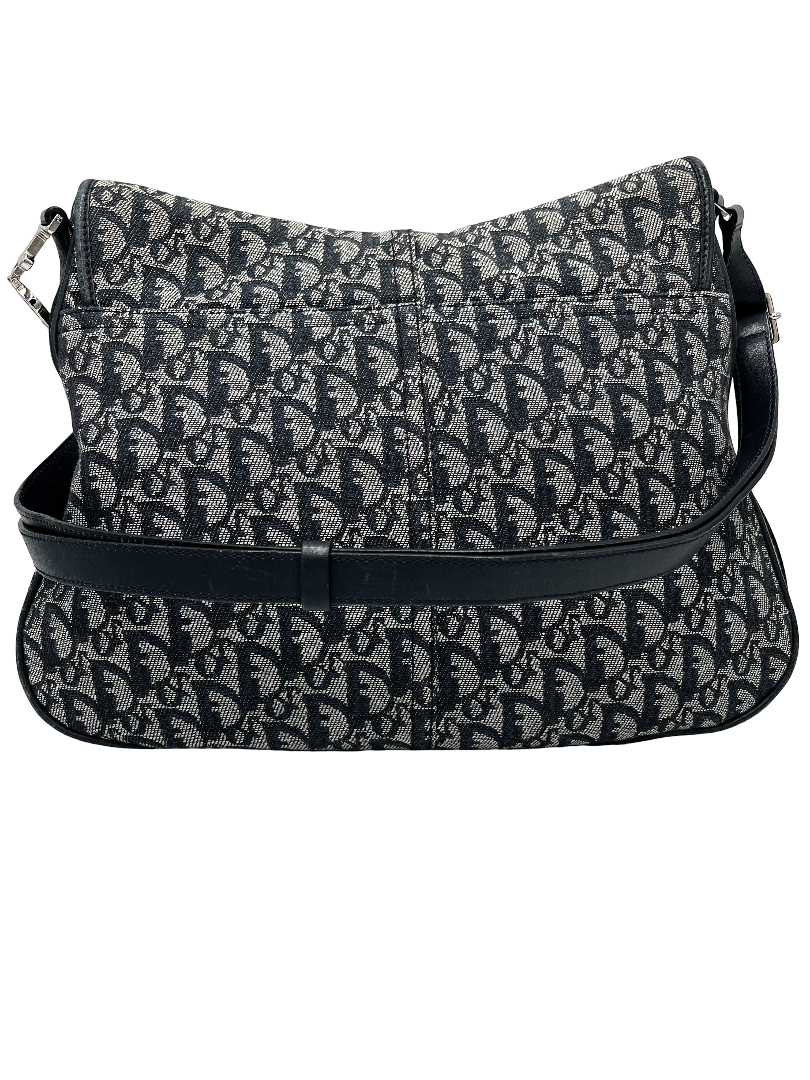 Christian Dior Vintage Cd Flap Messenger Bag Diorissimo Canvas Navy Canvas Shoulder Bag Bag ()