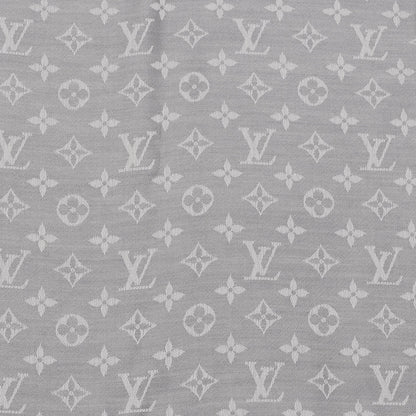 Louis Vuitton Pearl Grey Silk & Wool Denim Monogram Shawl