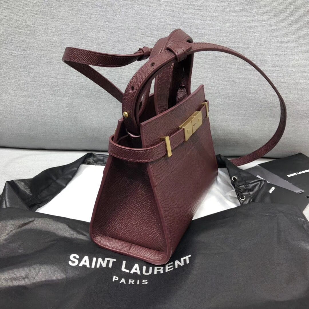 Yves Saint Laurent Manhattan Nano Shopping Bag In Box Burgundy