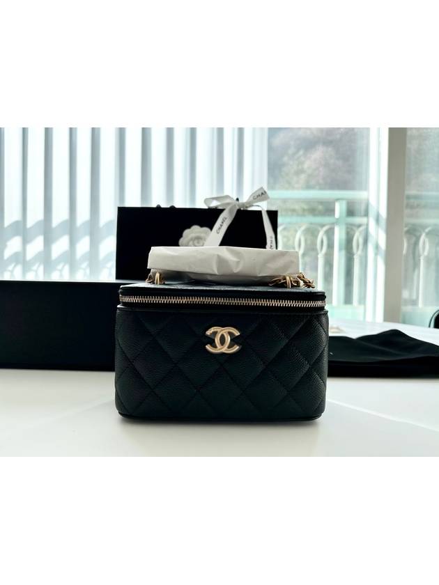 Heart Ball Rectangular Vanity Caviar Cross Bag Black Chanel