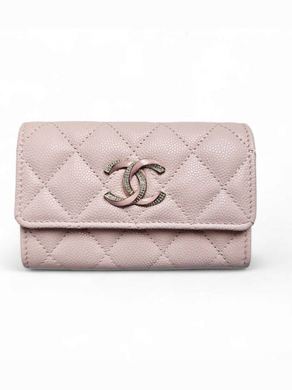 CC Logo Diamond Card Wallet Light Light Pink Chanel