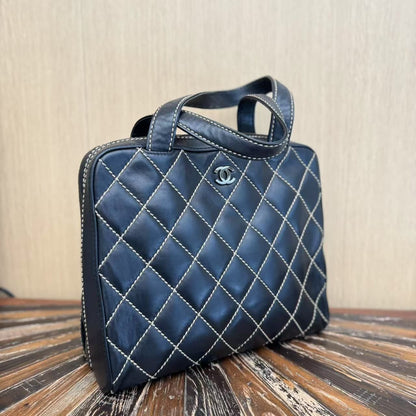 Chanel Surpique Bowler Bag - Black Handle Bags, Handbags