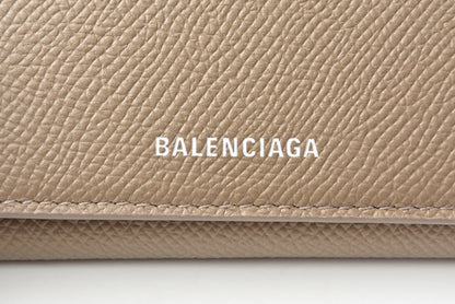 Balenciaga Leather Card Case/Coin Case Light Brown