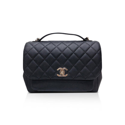 Business Affinity Flap Black Quilted Caviar Leather with GHW Large