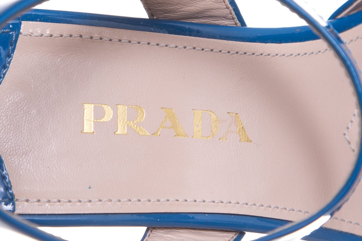 Prada Electric Blue Cork Wedge SZ 36