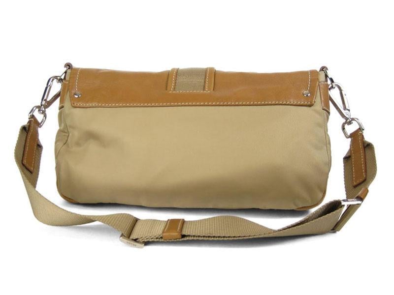 Prada Small Tan Nylon and Leather Bag