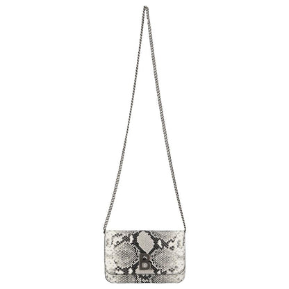 Balenciaga B Python Print Calfskin Leather Wallet on Chain Bag 593615