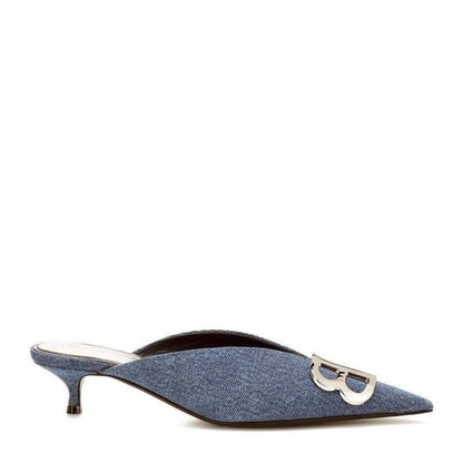 BB Denim Kitten-Heel Mules