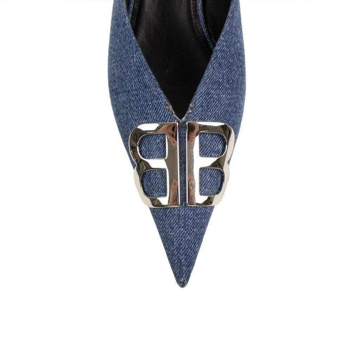 BB Denim Kitten-Heel Mules