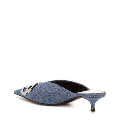 BB Denim Kitten-Heel Mules