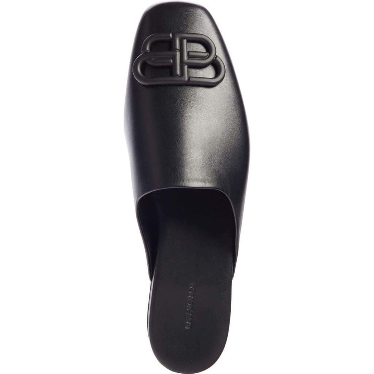 Black BB Logo Leather Slipper Shoes
