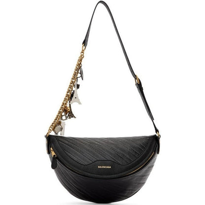 Black Leather Souvenir Belt Bag