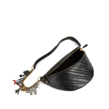 Black Leather Souvenir Belt Bag