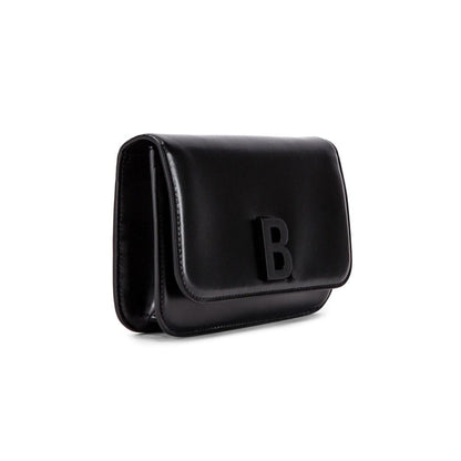 Balenciaga Black Shiny Calfskin Leather Chain Wallet Shoulder Bag 593615
