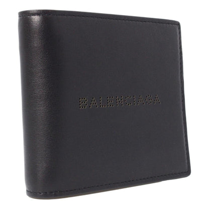 Balenciaga Cash Black Calfskin Leather Perforated Bifold Wallet 436118