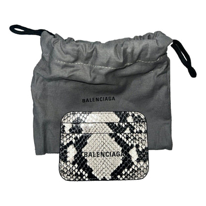Balenciaga Cash Grey Python Print Leather Credit Card Wallet 593812