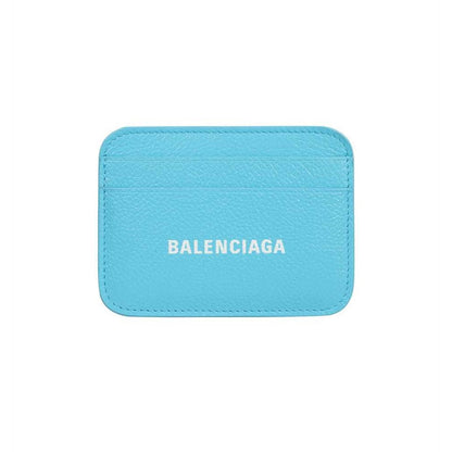 Balenciaga Cash Light Blue Calfskin Leather Credit Card Wallet 593812