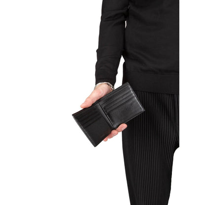 Balenciaga Cash Square Black Calfskin Leather Logo Bifold Wallet 594549