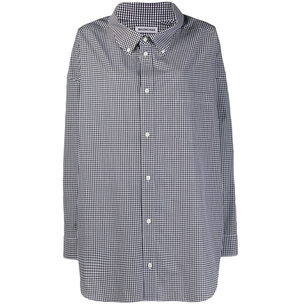 Balenciaga-Cocoon Swing Gingham Shirt - Runway Catalog