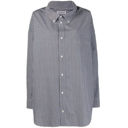 Balenciaga-Cocoon Swing Gingham Shirt - Runway Catalog