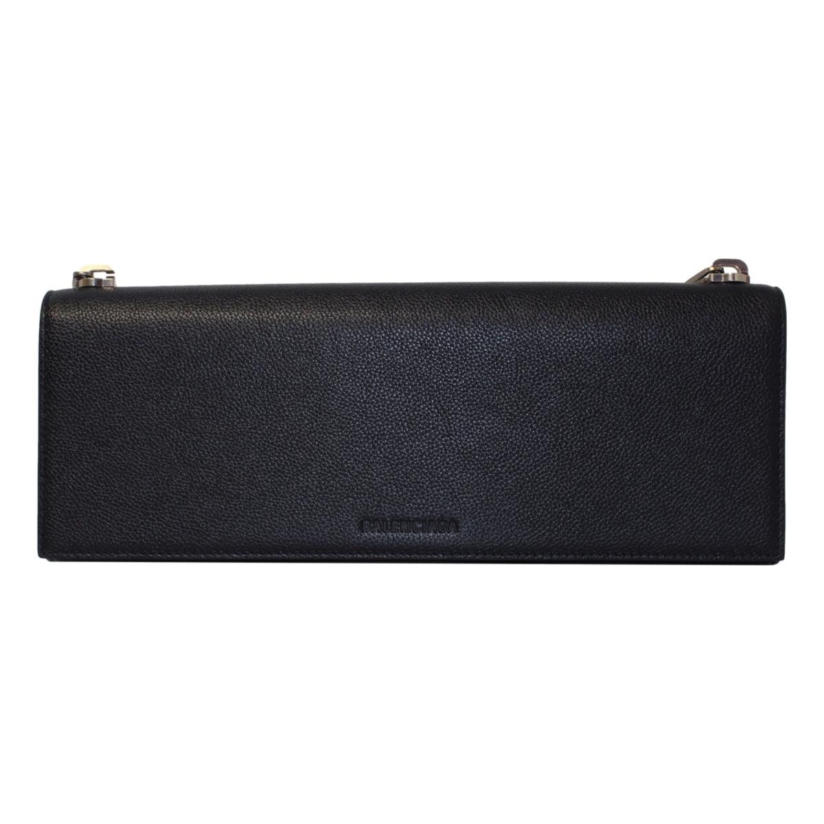 Balenciaga Essential Black Calfskin Leather Chain Shoulder Bag 657232