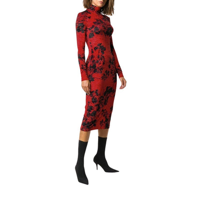 Floral-Print Turtleneck Dress