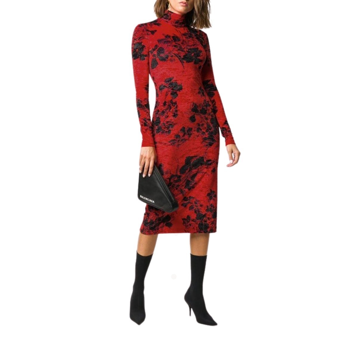Floral-Print Turtleneck Dress