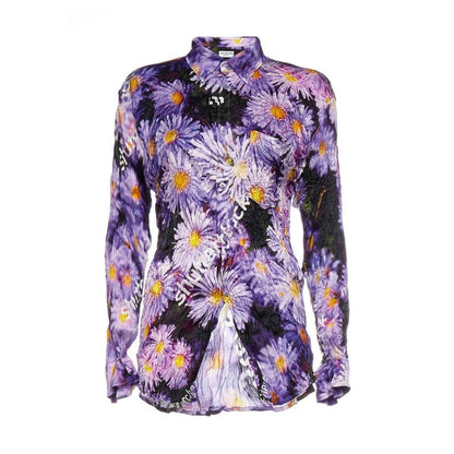 Balenciaga-Floral Printed Crinkled Effect Silk Shirt - Runway Catalog