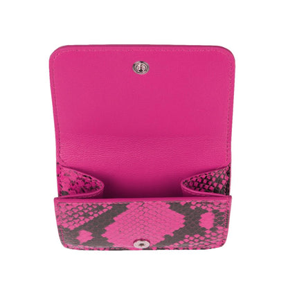 Balenciaga Fuschia Pink Python Printed Calf Leather Mini Wallet 594216
