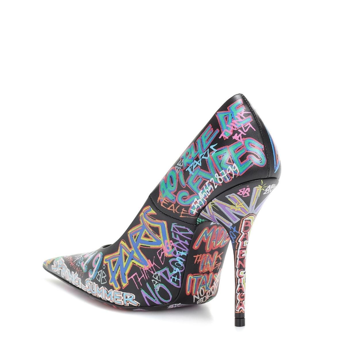 Graffiti-printed Leather Pumps