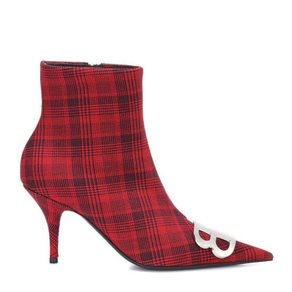 Logo Plaid Canvas Ankle Boots