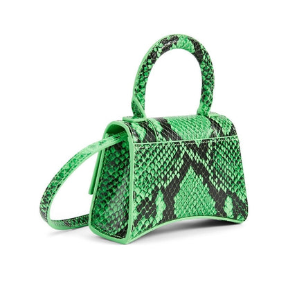 Mini Hourglass Leather Bag In Python Print