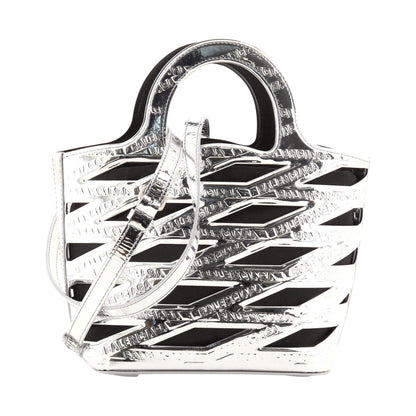 Balenciaga Neo Basket Metallic Silver Leather Small Satchel Bag 630708