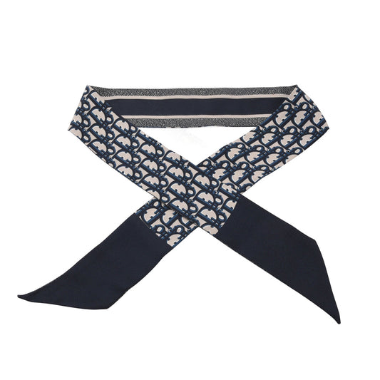 Dior Navy Silk Dior Oblique Mitzah