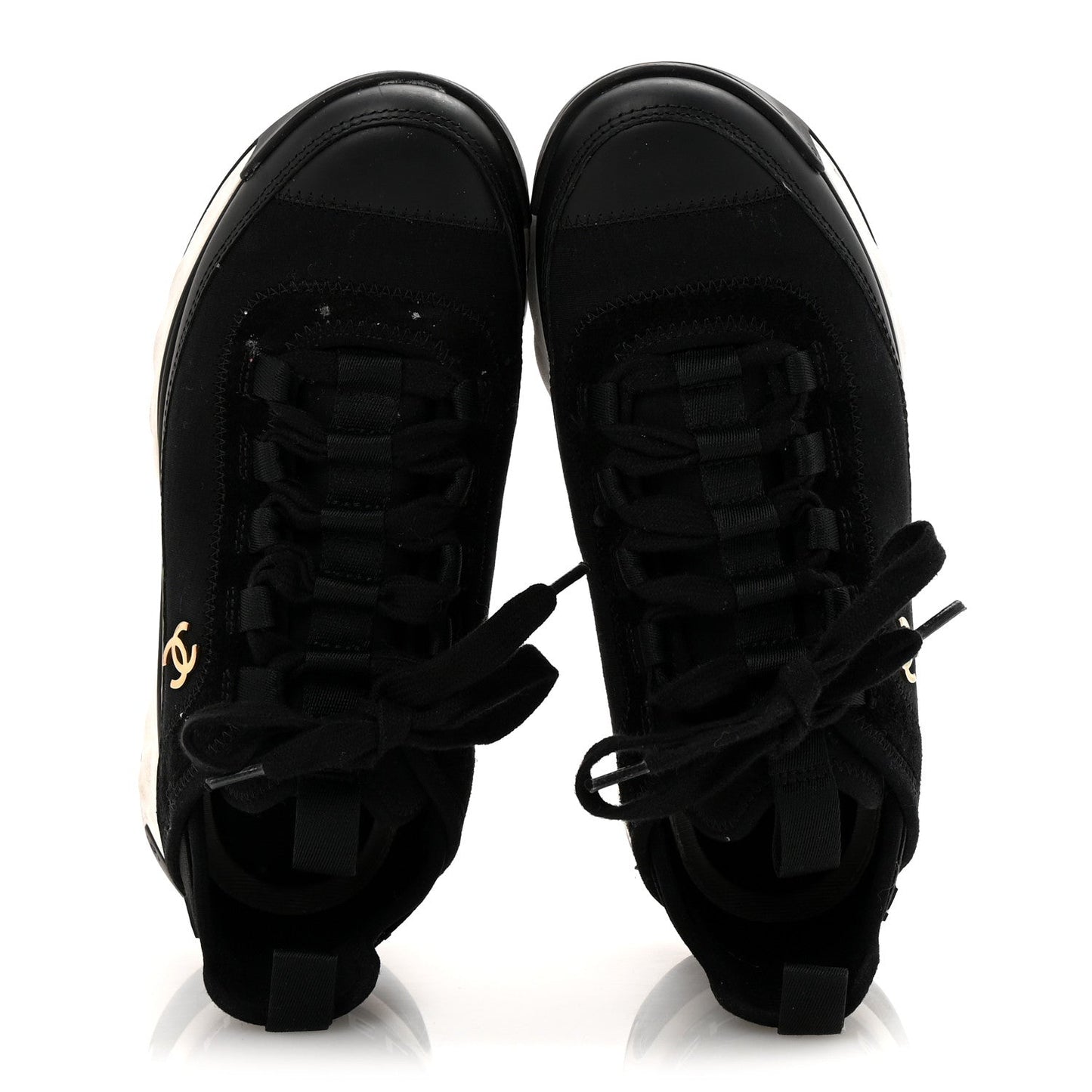 Velvet Calfskin Mixed Fibers CC Sneakers 36 Black