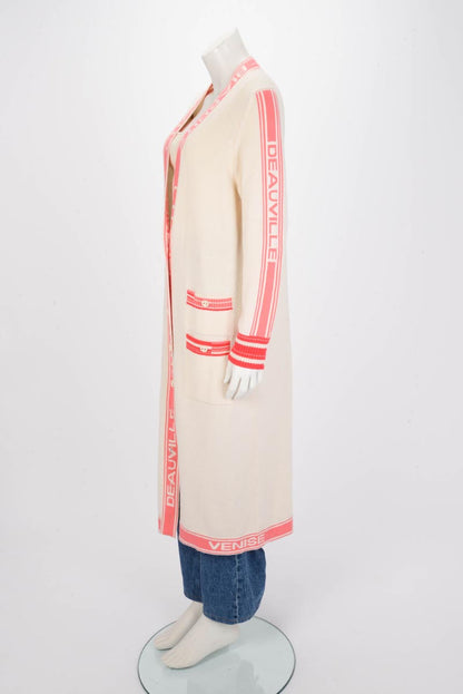 Chanel Cream Cashmere Biarritz Longline Cardigan FR 42