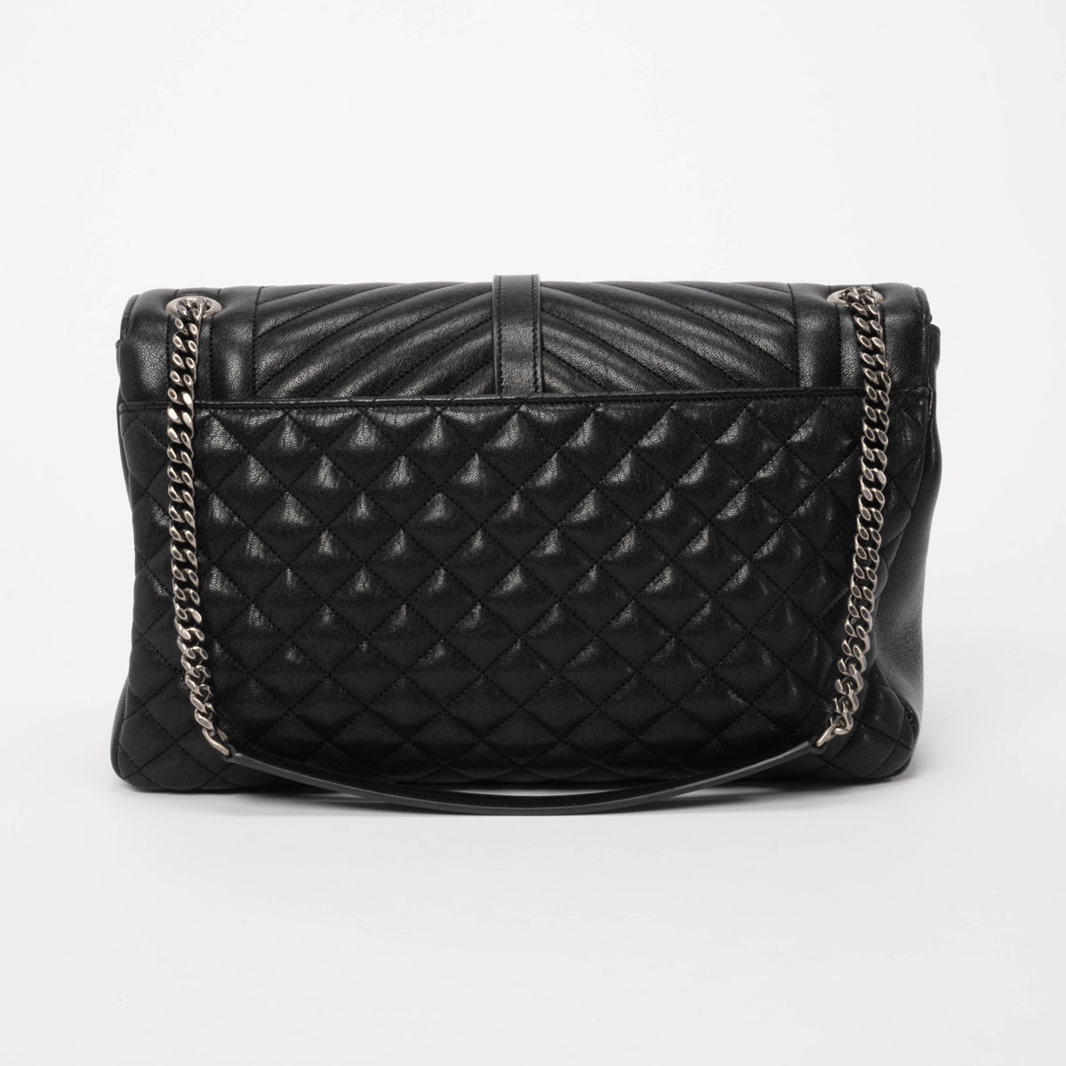 Saint Laurent Black Calfskin Large Monogram Envelope Satchel