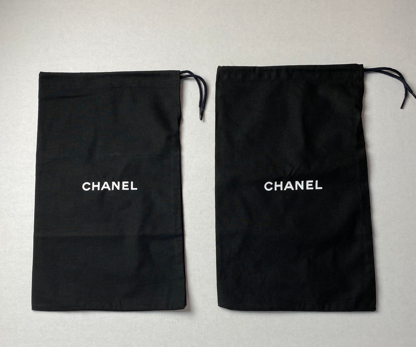 100% Auth Chanel Set of Two Black Shoe/ Small Bag/ Wallet Dust Bags 13"x 7.75"