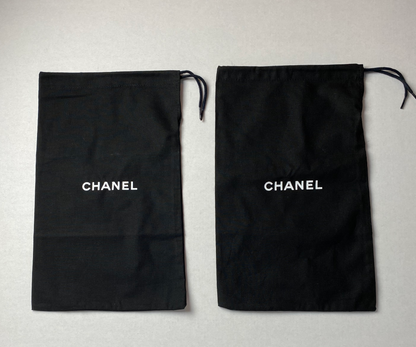 100% Auth Chanel Set of Two Black Shoe/ Small Bag/ Wallet Dust Bags 13"x 8.25"