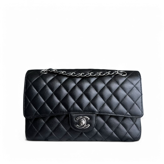 Chanel Classic Flap Medium - Caviar 25CM Quilted Black Silver Hardware Series 13