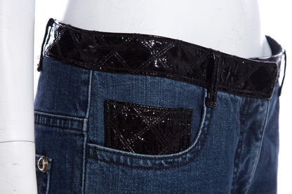 Chanel Denim Patent Leather Accent Jeans SZ 40