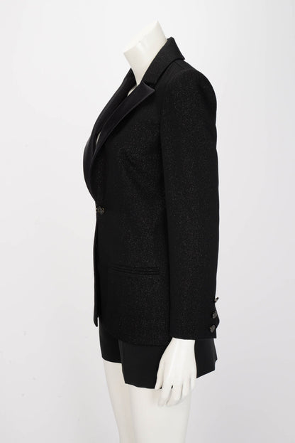 Chanel Black Lurex Tuxedo Style Jacket FR 38