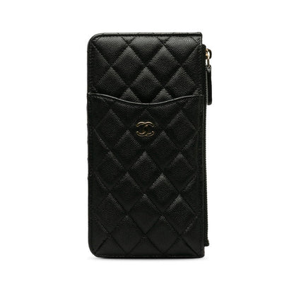 Chanel Matrases Cocomark Timeless Classic Card Box Long Wallet Black Caviar   CHANEL