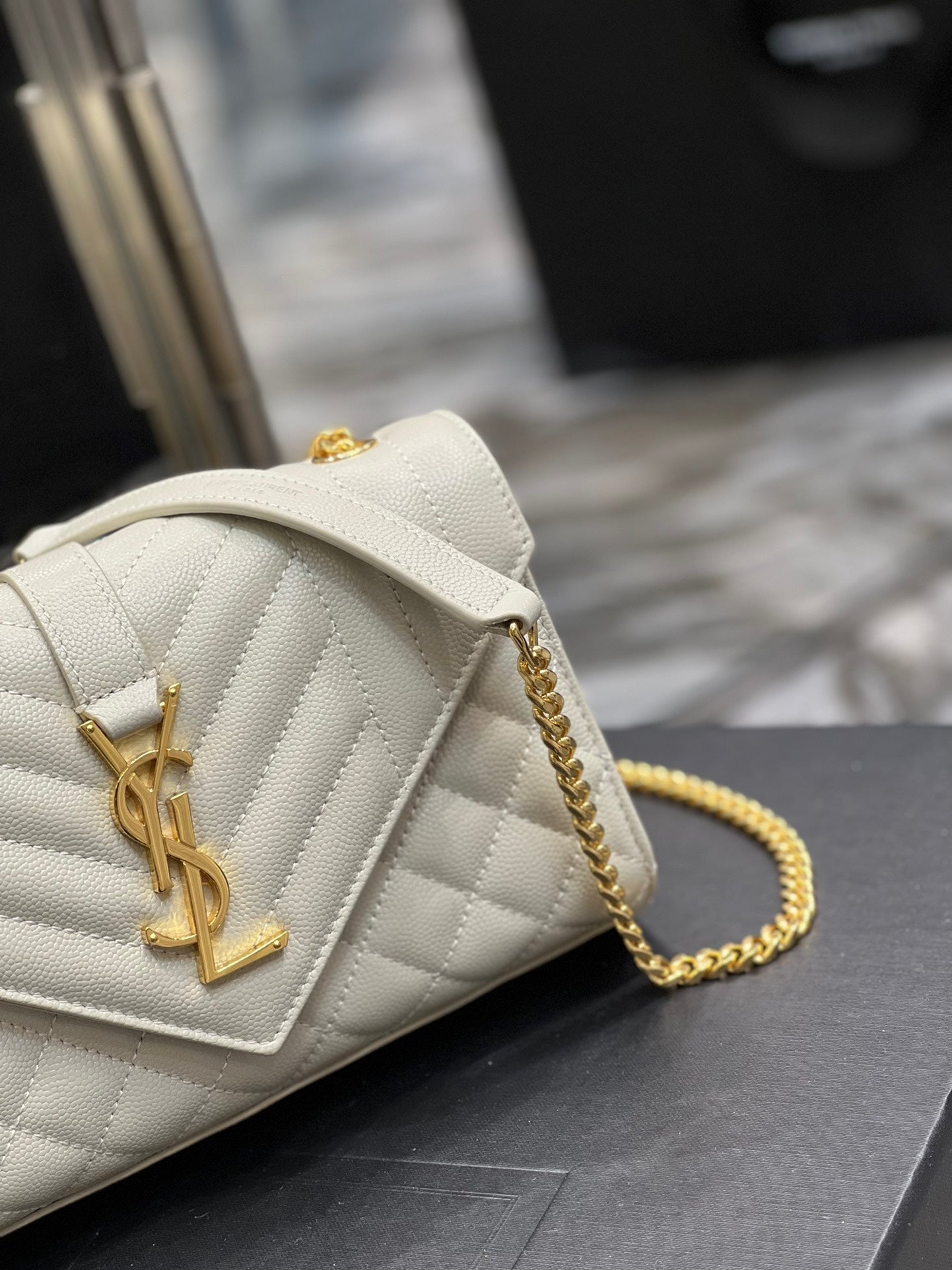 Yves Saint Laurent Small Bag White In Mix Matelasse