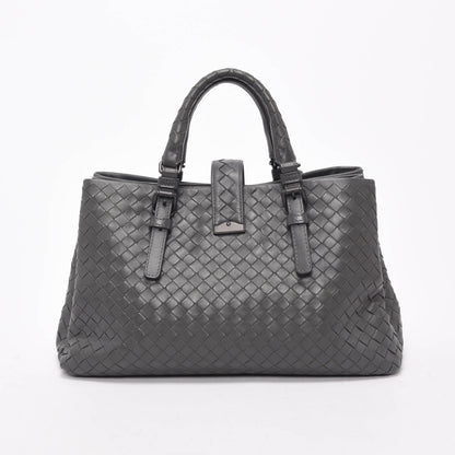 Bottega Veneta Charcoal Intrecciato Roma Tote